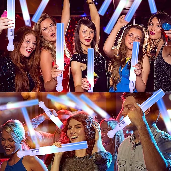 Reusable LED Glow Sticks(6 Pack), Blue Steady LED Flashing Bright Glow Light sticks, Equipped with