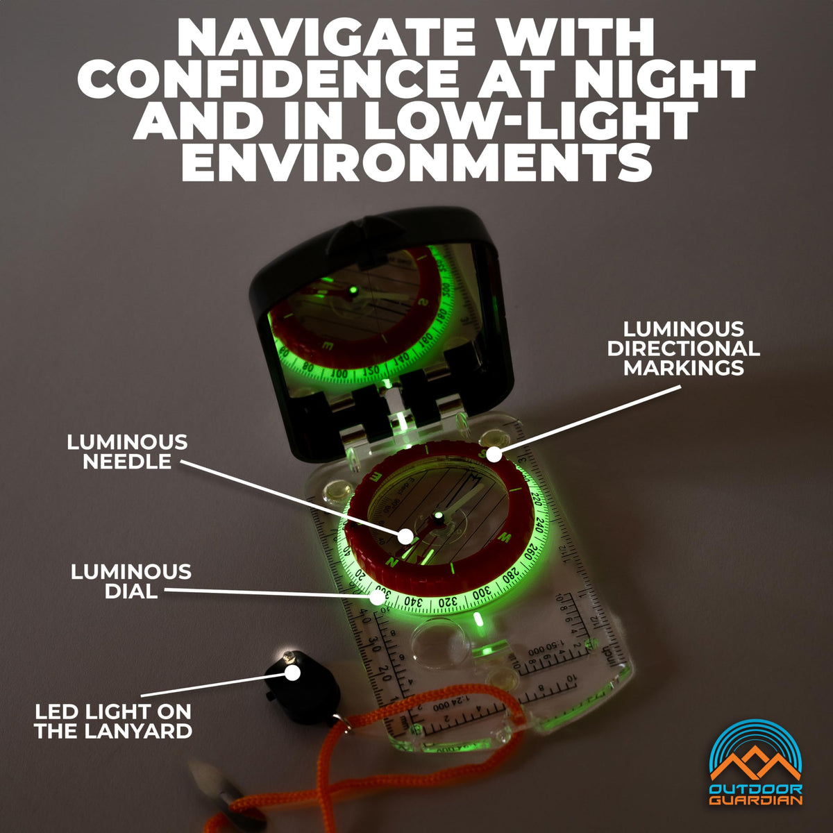 Outdoor Guardian Pathfinder Sighting Compass - Precise Navigation, Hiking and Orienteering Mirror