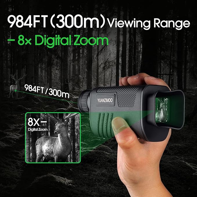 Upgraded Night Vision Monocular Digital Infrared Monocular Telescope for 100% Darkness with 8X Zoom