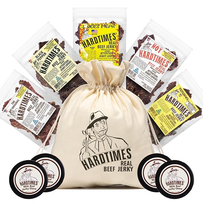 Hardtimes Beef Jerky - Variety, Specialty Gift Bag - Great Gift for Father's Day, Holiday, &