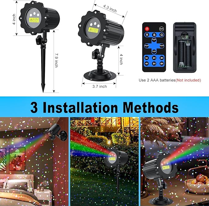 Christmas Projector Lights Outdoor, Garden Light Projector with Timer, Firefly Lights, IP65