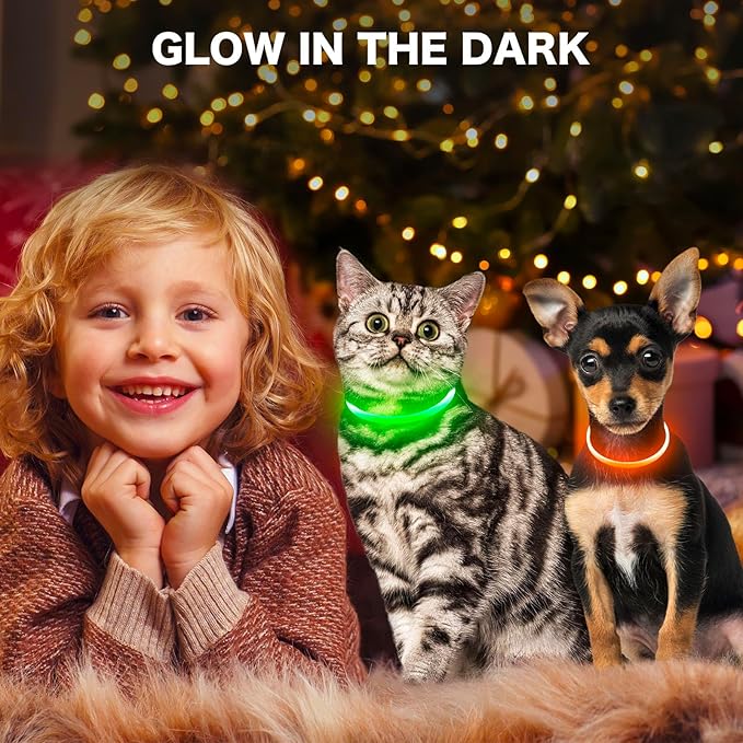 BSEEN Light Up Dog Collar - Rainproof LED Dog Collar Rechargeable - TPU Cuttable Glowing Pet Collar
