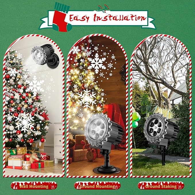 Christmas Snowfall Projector Lights, MILPROX Indoor Outdoor Holiday Snowflake Projector Lights
