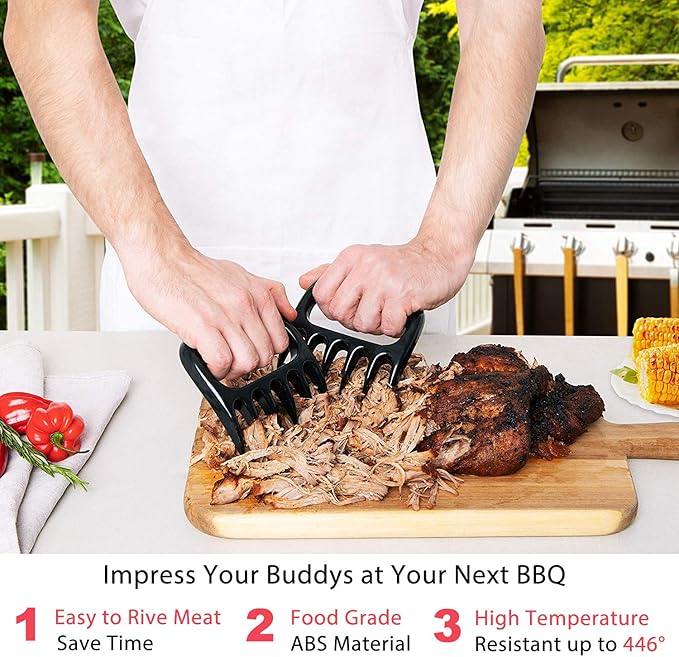 BBQ Grill Gloves Kit, 1472°F Heat Resistant BBQ Gloves, Meat Shredder Claws & Silicone Basting