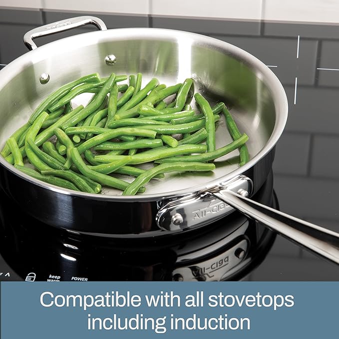 All-Clad D5 Brushed 5 Ply Stainless Steel Cookware Set 10 Piece w/ Frying Pans, Pots and Pans Set