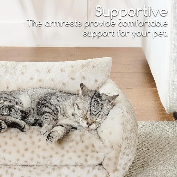 Hollypet Cat Bed Fluffy Plush Mutifuctional Double-Layer Soft Pet Couch Orthopedic Sofa Nest Beds