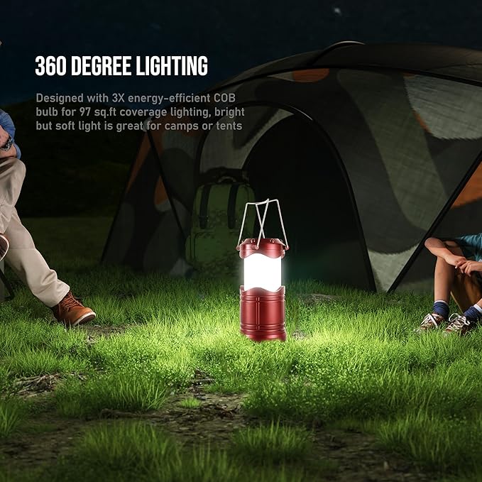 Lichamp LED Camping Lantern, 4 Pack Battery Powered Flashlight for Power Outages, Portable