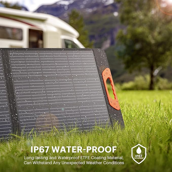 100W Portable Solar Panel,RV Essentials, 20V ETFE Foldable Solar Charger for Power Station,QC3.0