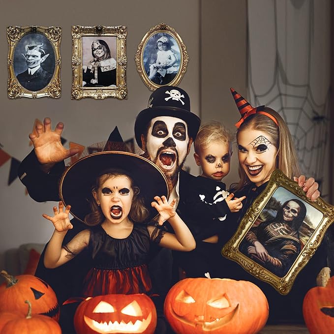 ECGER Halloween Decorations Indoor, Haunted Scary Decor - 3D Changing Face Pictures, Vintage Moving
