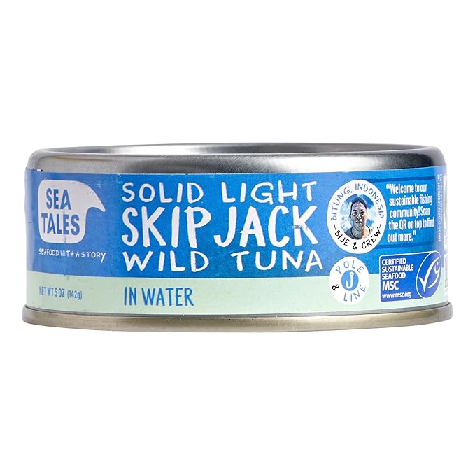 Sea Tales Solid Light Skipjack Canned Tuna in Water - 100% Pole & Line Wild Sustainably Caught