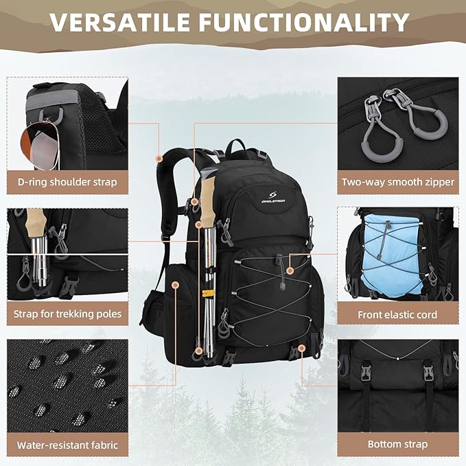 Maelstrom Hiking Backpack, 40L Waterproof Camping Daypack for Men and Women, Lightweight Travel