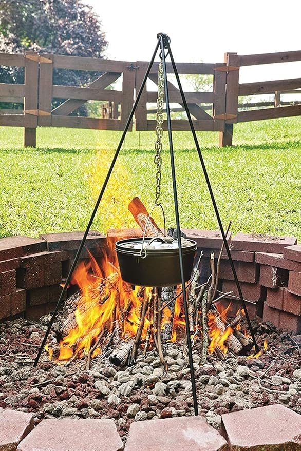 Cuisiland Camping Tripod Campfire Cooking Dutch Oven Tripod Adjustable Grill Tripod for Outdoor