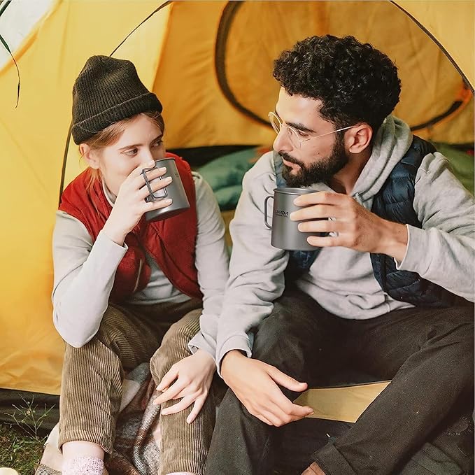 Lixada Titanium Pot, Lightweight Camping Pot Titanium Cup Titanium Backpacking Pot with Portable