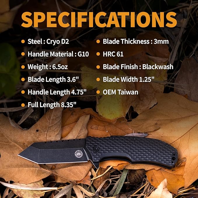 Off-Grid Knives - Rapid Fire Viper, Assisted Tanto Blade, Hard Use Build, Tactical, Camping &