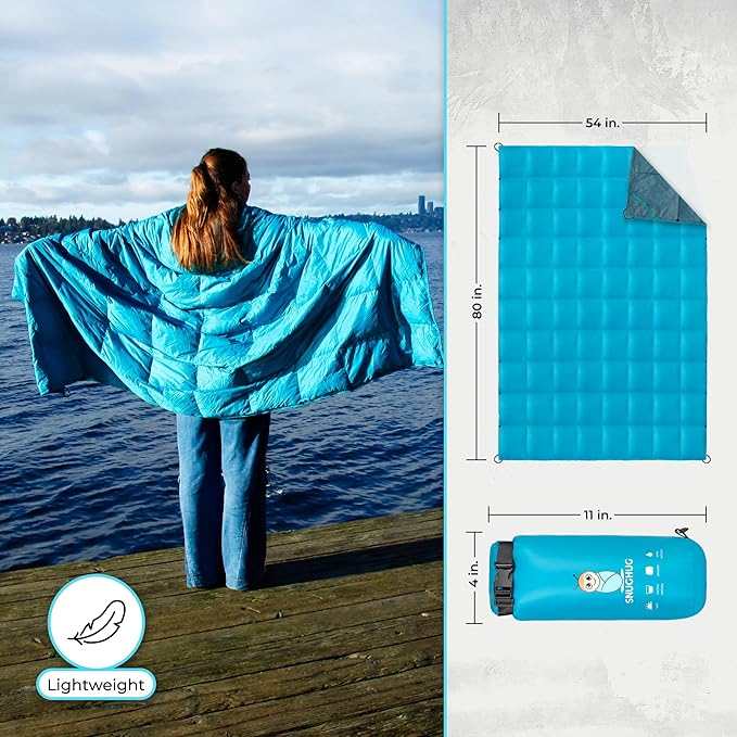 Puffy Blanket for Cold Weather - Down Camping Blanket with Sustainable Insulation, Lightweight &