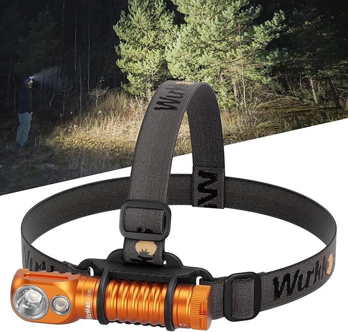 Wurkkos HD20 Rechargeable Headlamp Flashlight, Spotlight&Floodlight 90CRI 5000K Rechargeable