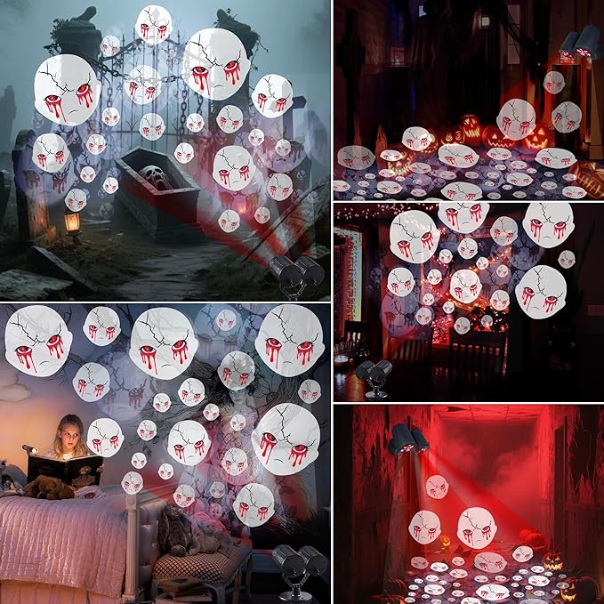Toodour Halloween Projector Lights Outdoor, Double Head Dynamic Halloween Lights Projector with
