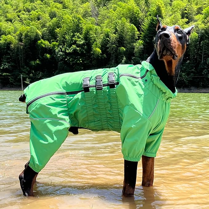 Dogs Waterproof Jacket, Lightweight Waterproof Jacket Reflective Safety Dog Raincoat Windproof