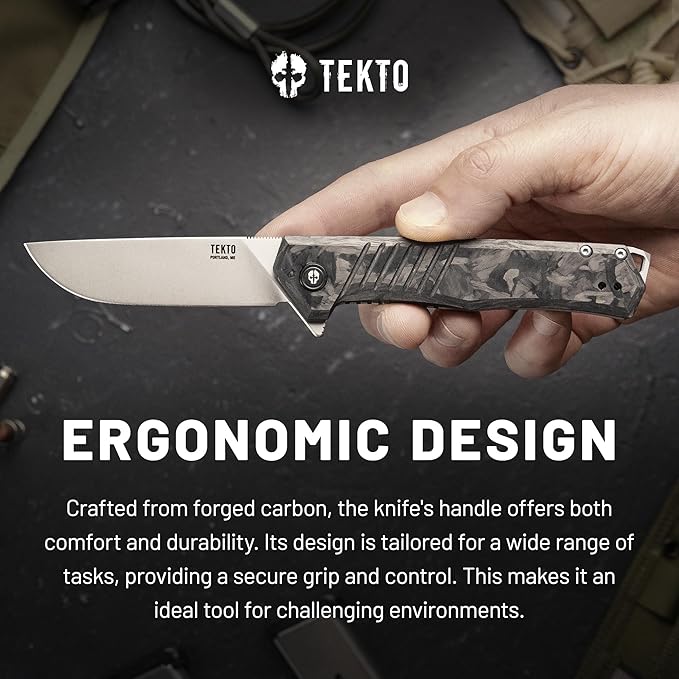 KNIVES F1 Alpha Folding Pocket Knife - Modified Straight Back Blade, Titanium Coated D2 Steel