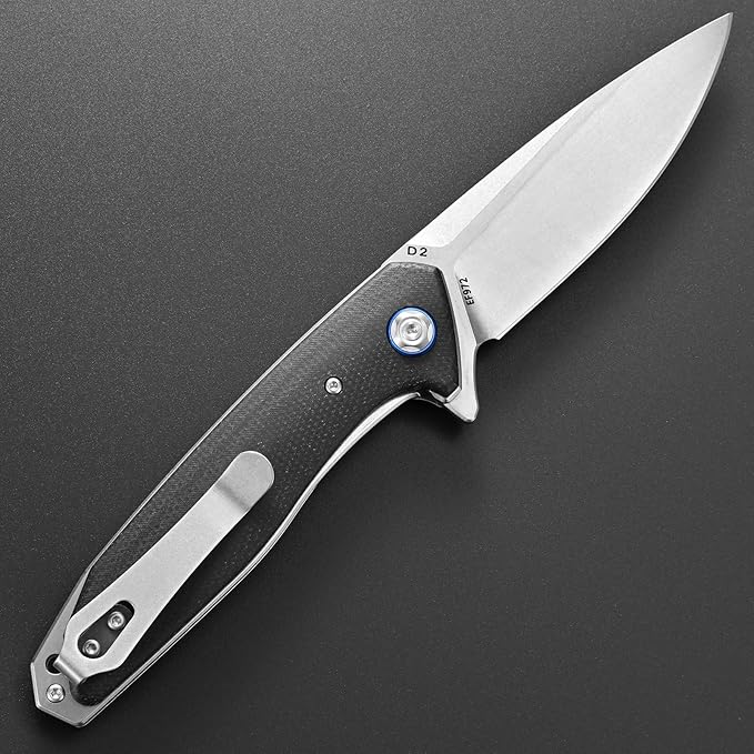 Eafengrow EF972 Folding Knife, D2 Steel Blade Micarta Handle Pocket Knife Folder for Outdoor