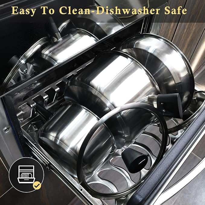 Meythway 𝐔𝐏𝐆𝐑𝐀𝐃𝐄 Stainless Steel Pots and Pans Set Non Toxic, 6PCs Kitchen Cookware Sets