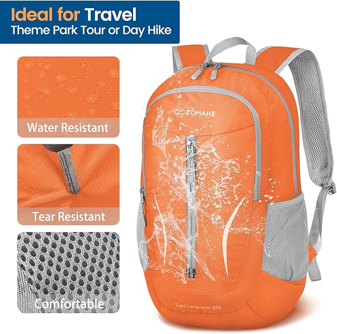 ZOMAKE Ultra Lightweight Packable Backpack 25L, Foldable Hiking Backpacks Water Resistant Small