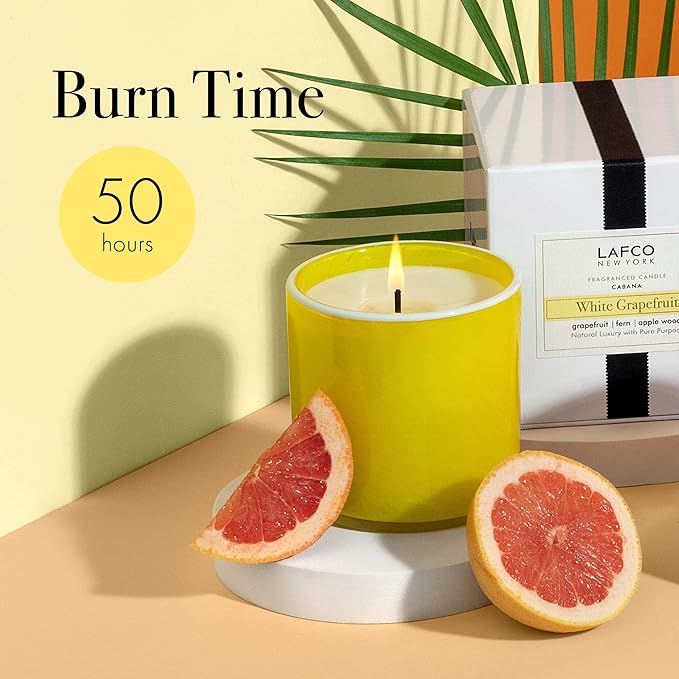 LAFCO New York Classic Candle, White Grapefruit - 6.5 oz - 50-Hour Burn Time - Reusable, Hand Blown