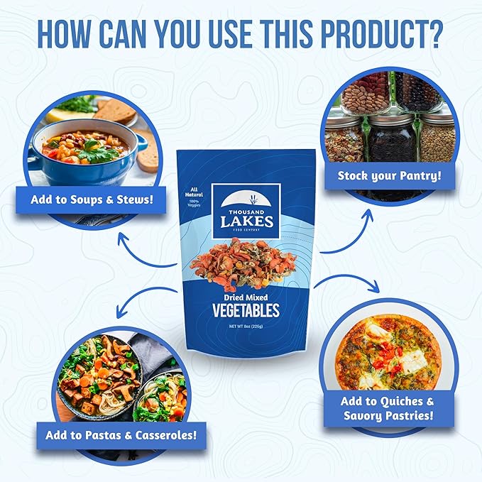 Thousand Lakes Dried Mixed Vegetables Select Soup Blend - Bulk - 2 pounds | 100% Veggies | No Added