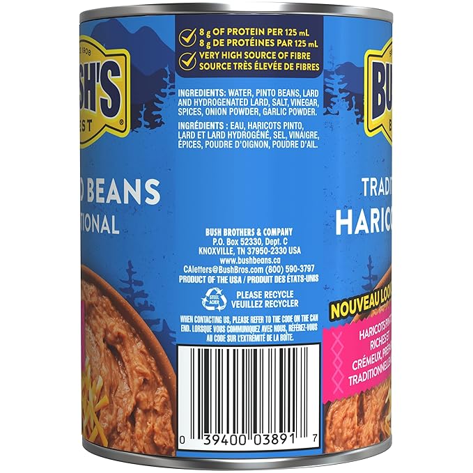 Bush's Best Traditional Refried Beans, 398 ml/13.5 fl. oz., Can, {Imported from Canada}