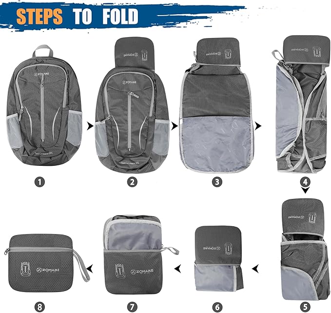 ZOMAKE Ultra Lightweight Packable Backpack 25L, Foldable Hiking Backpacks Water Resistant Small