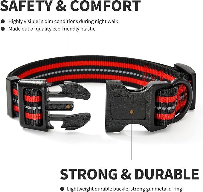 Mile High Life Reflective Dog Collar | Nylon Pet Collars wiith Buckle | Light Weight Puppy Collars