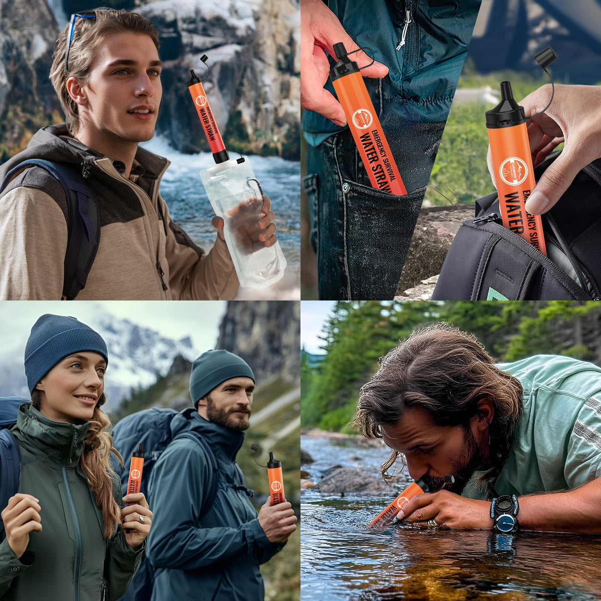 Lormandy Water Filter Straw 3 Pack - Outdoor Camping & Hiking Survival Gear