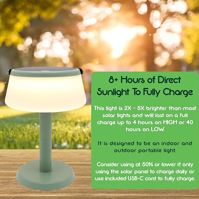 2-in-1 Portable Solar Power LED Table Lamp & Lantern - Indoor/Outdoor - Stepless Dimming