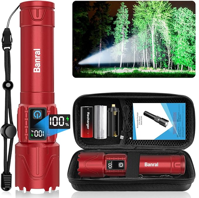 Rechargeable Flashlights High Lumens - Super Bright LED Tactical Flash Light, Powerful Waterproof