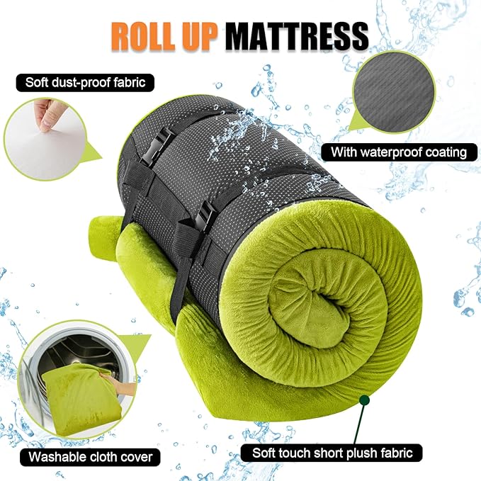 Sleeping Pad,3-inch Thick Memory Foam Camping Mattress,Portable Roll-Up Mat for