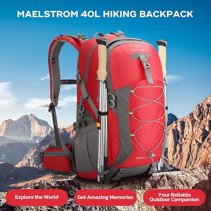 Maelstrom Hiking Backpack,Camping Backpack,40L Waterproof Hiking Daypack with Rain