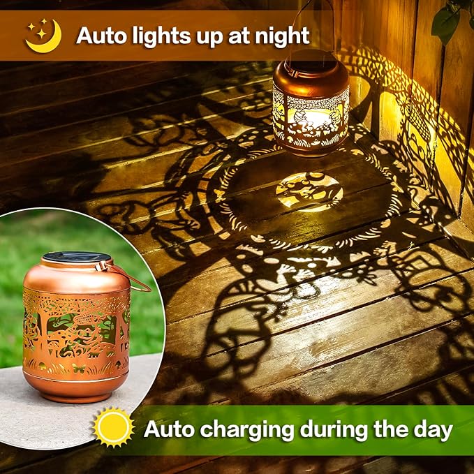 Frog Solar Lanterns Outdoor Waterproof,Hanging Solar Lights Frog Gifts for Women Men Metal LED