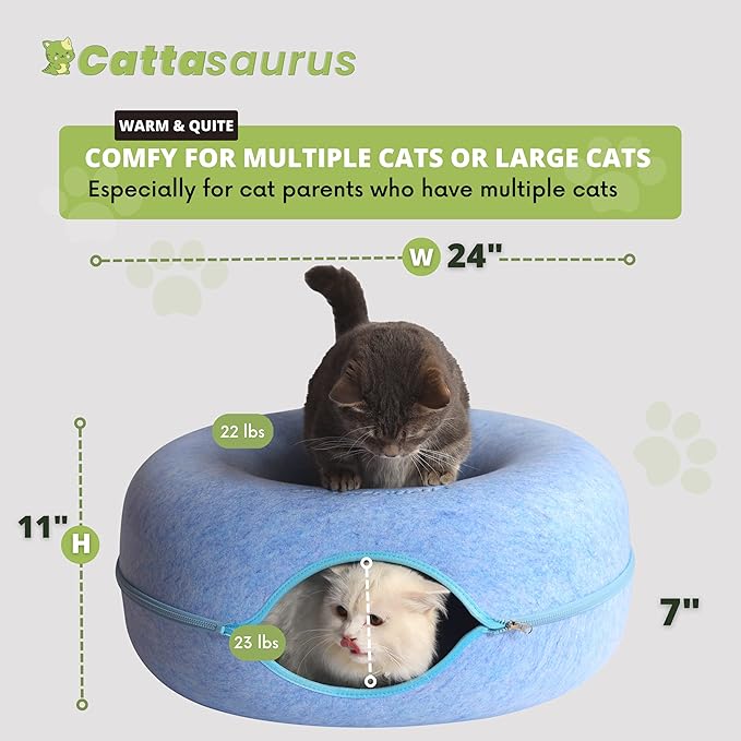 CATTASAURUS Peekaboo Cat Cave for Multiple & Large Cats Up to 30-45 Lbs, Scratch Detachable &