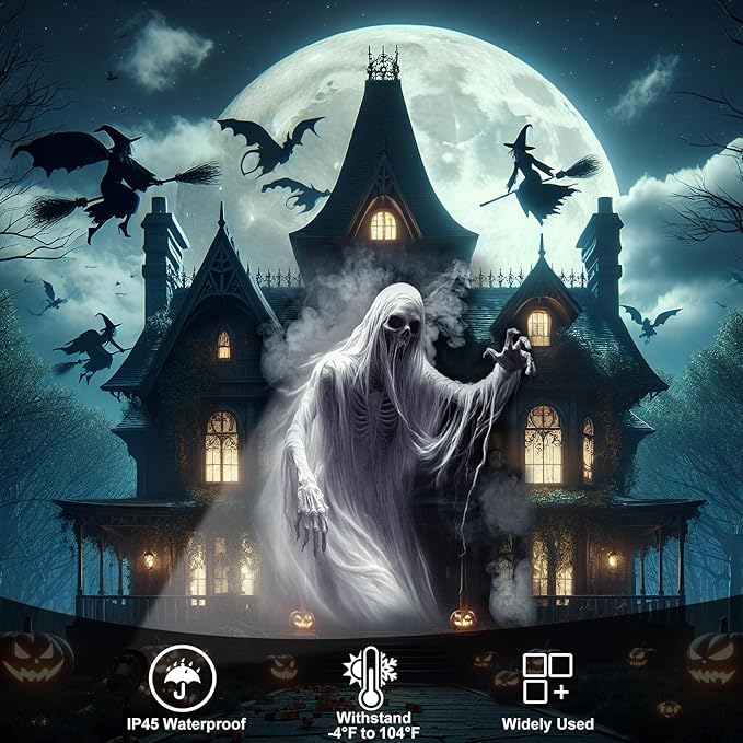 12 in 1 Halloween Projector Lights Outdoor 2025 Upgrade 3D Dynamic Window Indoor Decorations Skull