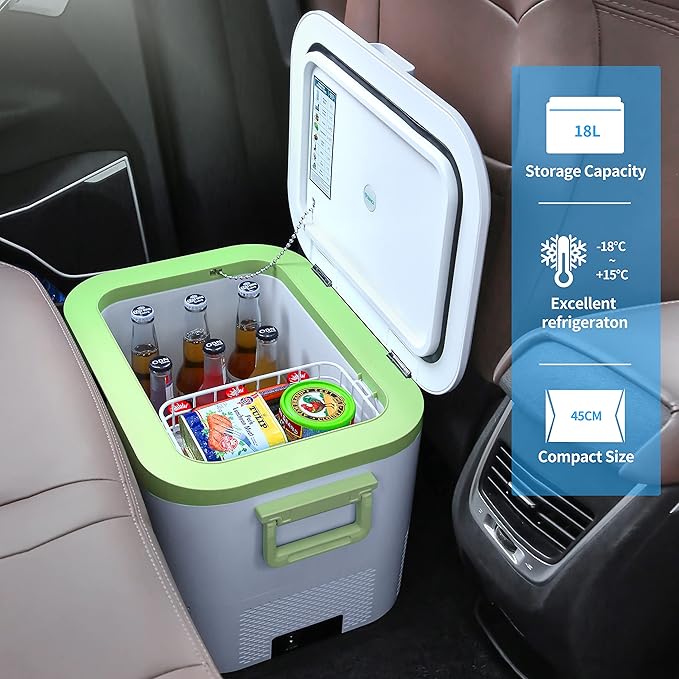 Car Fridge Portable 12V Refrigerator 19 Quart (18 Liter) 12 Volt Freezer Compressor Cooler 12V/24V