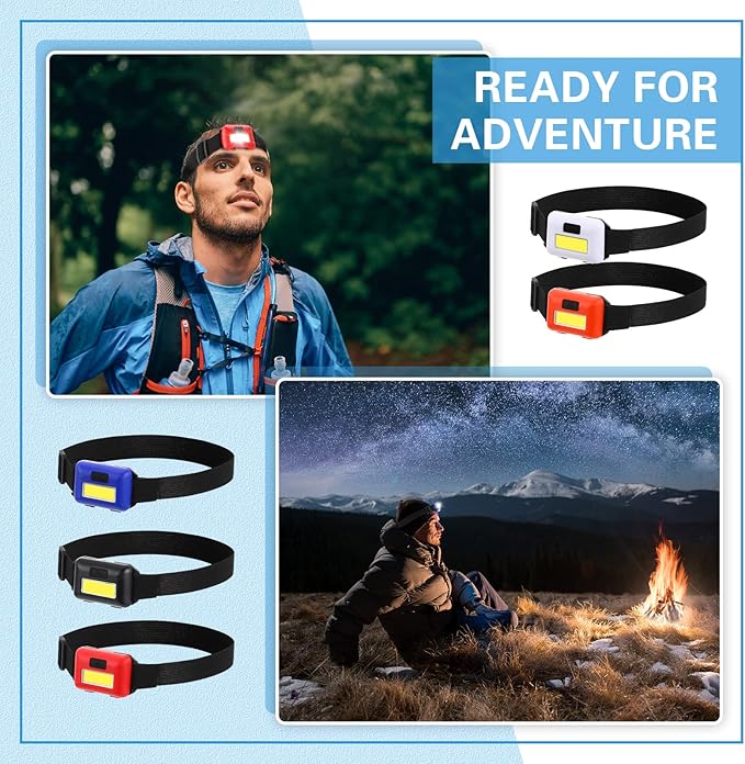 Treela 30 Pieces Led Headlamp Flashlight Outdoor Head Lamp Adjustable Headband Flashlights with 3