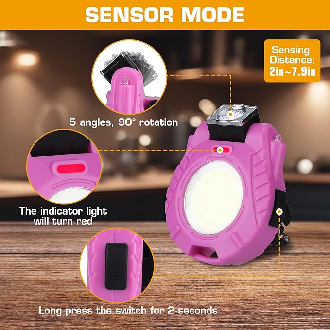 EverBrite 2 Pack COB Keychain Work Light, Mini Rechargeable Magnetic Keychain Light, Sensor Mode