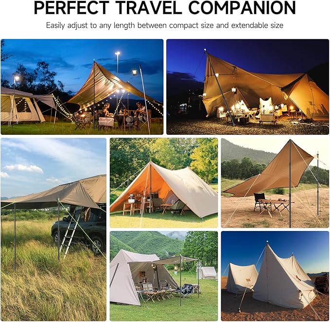 SANLIKE Telescoping Tarp Poles Tent Poles, 96" Aluminum Canopy Poles Extendable Pole for Awning