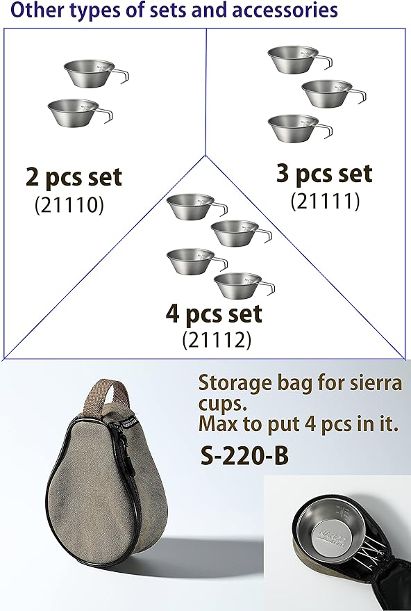 NANGOGEAR 3pcs Set Stainless Steel Camping Sierra Cup 310ml (21111)