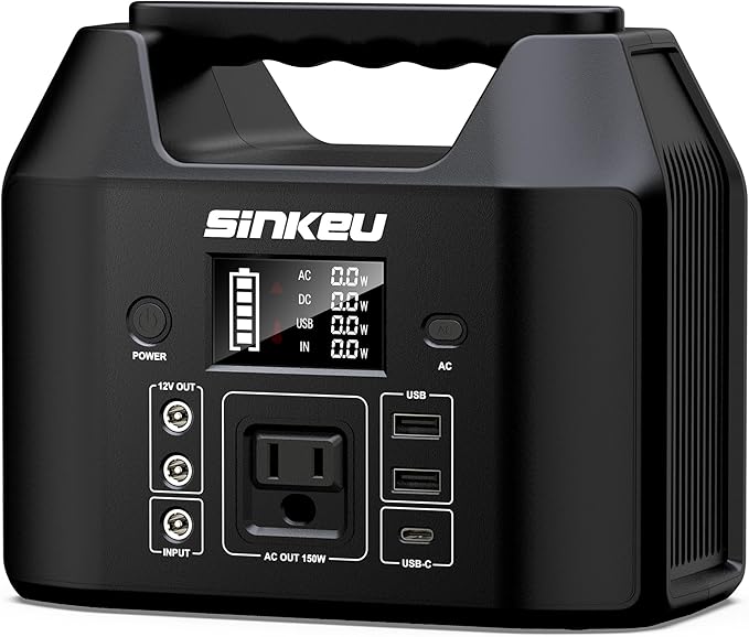 SinKeu Portable Power Station 122.8Wh, LiFePO4 Battery Solar Generator for Home Use, 150W Power