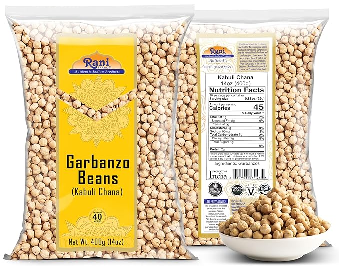 Rani Garbanzo Beans (Kabuli Chana) 14oz (400g) ~ All Natural | Vegan | Gluten Friendly | NON-GMO |
