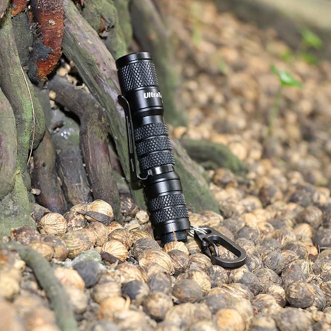 2 Pack Ultra Bright Compact EDC Keychain LED Flashlight 180lm Pocket Flashlight with Battery IPX7