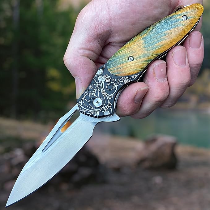 TACTICAL GEARZ Premium EDC Folding Pocket Knife, ASP30 Steel Drop Point Blade, Ball Bearing Pivot