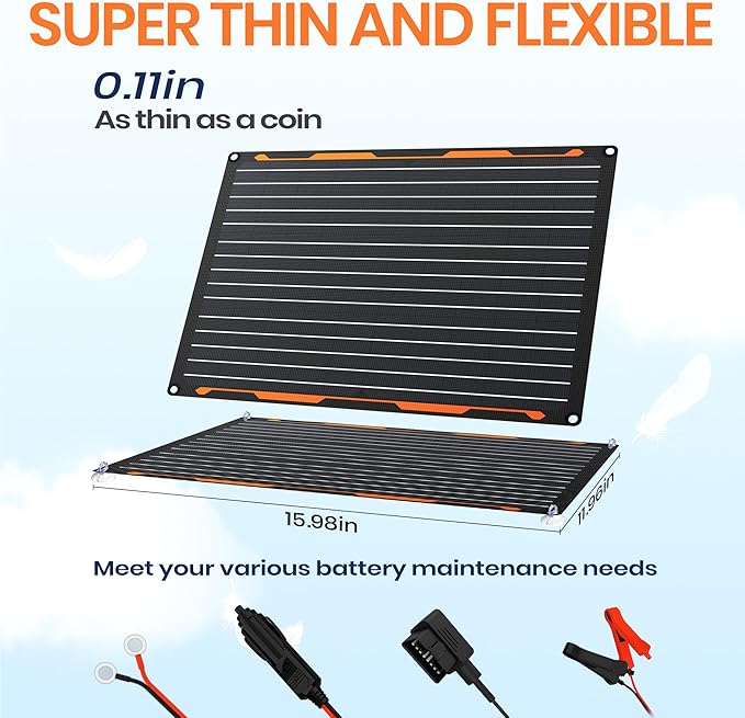 FlexSolar 20W 12V Solar Panel Battery Charger Maintainer Kits Trickle Charger with Built-in Charge