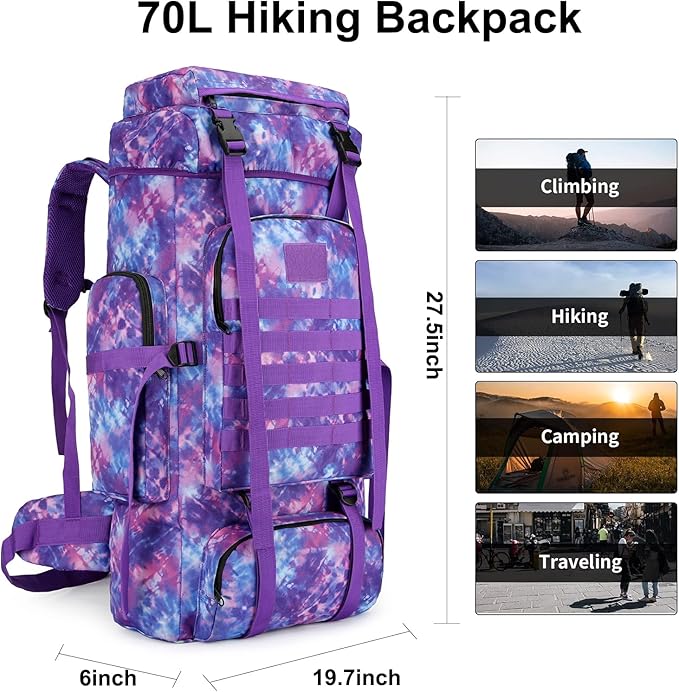 Hiking Backpack for Men 70L/100L Camping Backpack Military Rucksack Molle 3 Days Assault Pack for